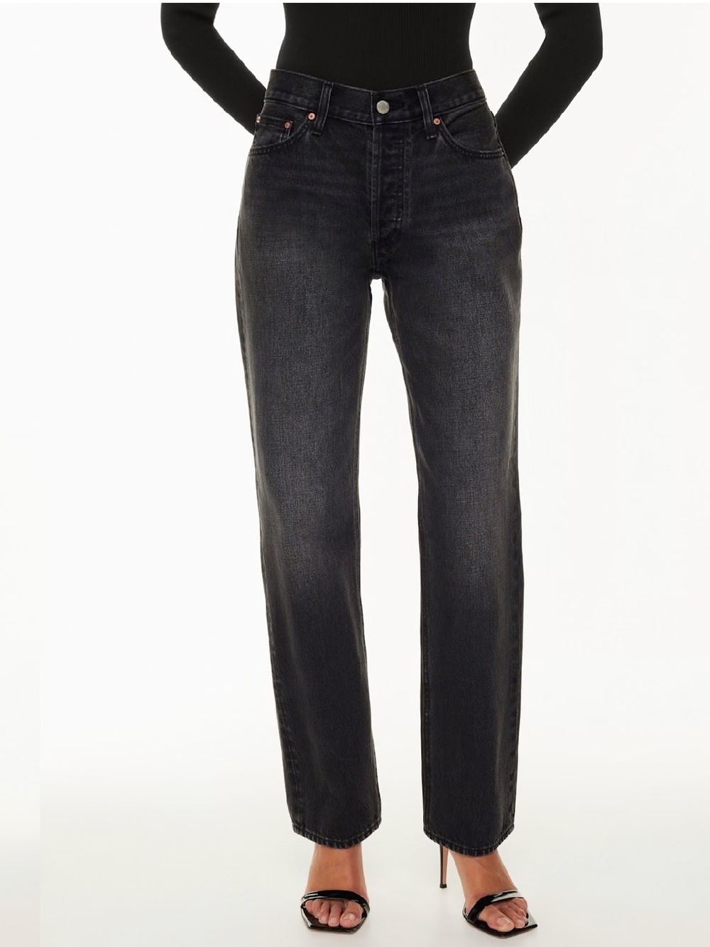 Aritzia Denim Forum '90s Joni Lo-Rise Loose in Black Licorice Size 27